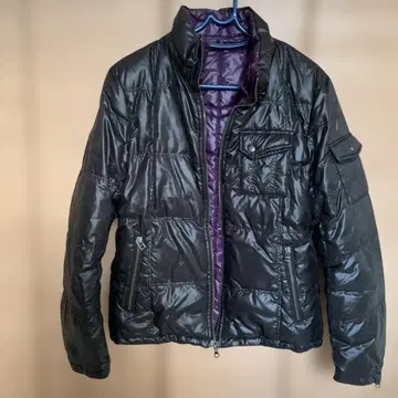 다운 자켓 블랙 퍼플 안감