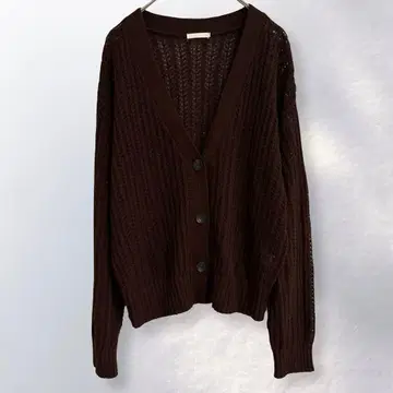 지유 GU 시스루 니트 가디건 긴팔 겉옷 V넥 무지 L [ c73