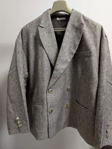 그레이지 사이드 슬릿 더블 브레스트 오버 사이즈 자켓