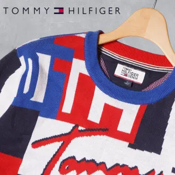 J402 TOMMY HILFIGER 올 패턴 로고 디자인 니트 스웨터