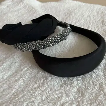 블랙과 그레이 비즈 머리띠 3개 세트 (뜨개질 비즈)