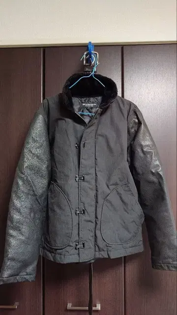 68 & Brothers 소매 가죽 블랙 자켓 L