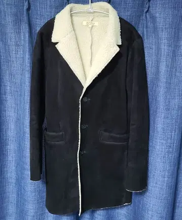 Steel Braun 블랙 보아 하프 기장 코트 L