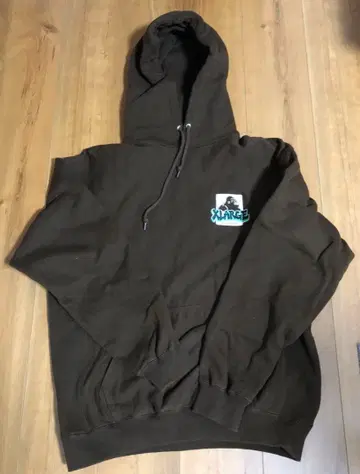 xlarge 고릴라 자수 로고 육중한 후드티 브라운