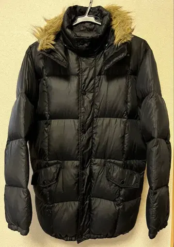 Gym Master 빈티지 다운 자켓 블랙 퍼 후드 포함