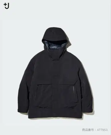 유니클로 +j 하이브리드 다운 오버사이즈 파카 블랙 S 사이즈