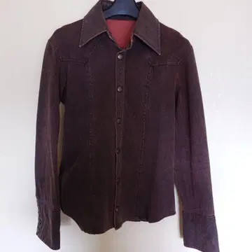 브라운 데님 자켓 큰 옷깃 빅 아메리칸 샵