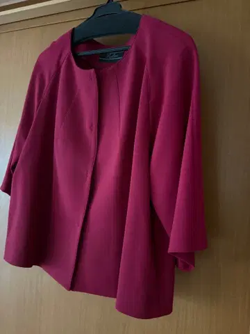 새상품급 Leilian 보르도 7부 소매 자켓 클리닝 완료