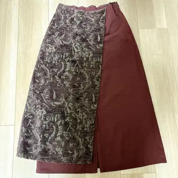 [ 새상품급 ] HARE 하레 자카드 레이어드 스커트 프리 보르도