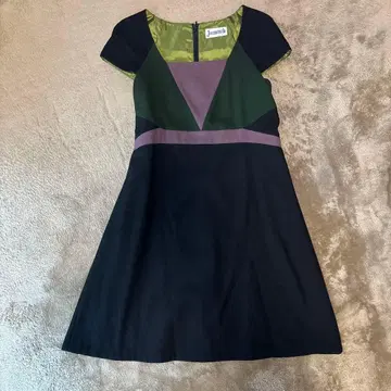 무릎 기장 반팔 원피스 블랙 그린 퍼플