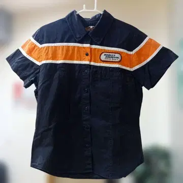 HARLEY-DAVIDSON 반팔 워크 셔츠 블랙/오렌지