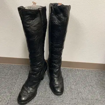 paul green 블랙 니하이 부츠 사이드 지퍼 포함