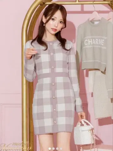 michellmacaron 체크 니트 원피스