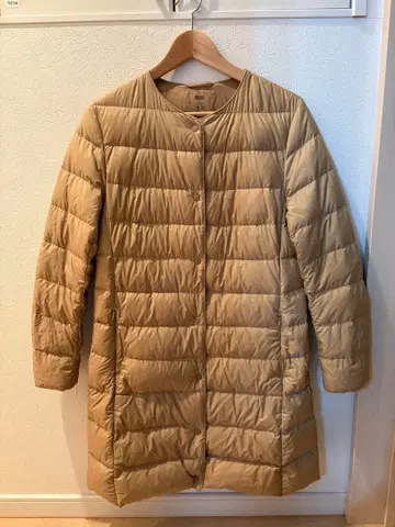 유니클로 울트라 라이트 다운 자켓 L 롱 브라운 수납 봉투 포함