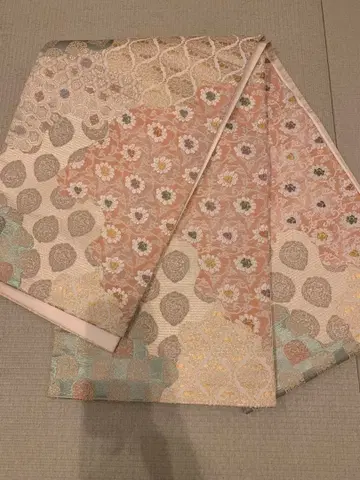 고급! 순수 실크 후쿠로 오비 핑크 계열 새상품급