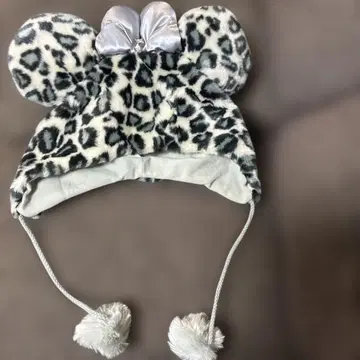 레오파드 무늬 미니 귀 모자