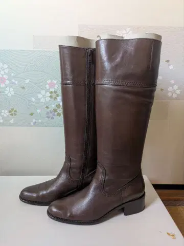 ing 브라운 롱 부츠 사이드 지퍼 부착