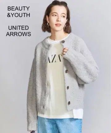 BEAUTY & YOUTH 울 알파카 블렌드 부클레 니트 가디건