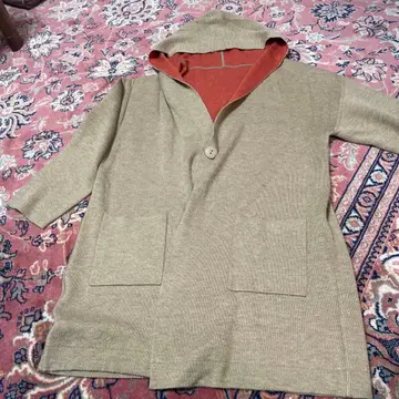 후드 부착 니트 가디건