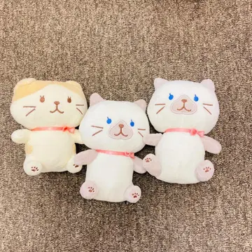 복슬복슬 냥코 컬러풀 앉아 마스코트 3개 세트