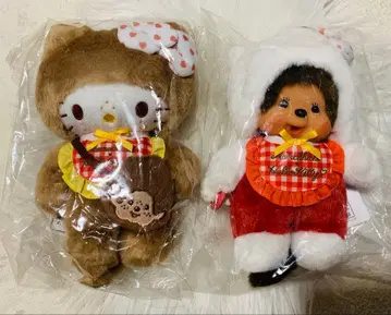 몬치치 헬로키티 콜라보 봉제 인형 깅엄 체크
