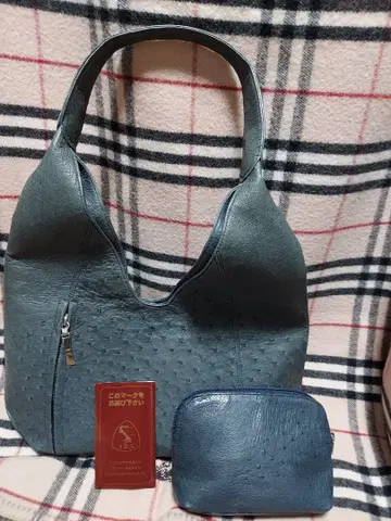 가죽 숄더백 파랑 파우치 포함