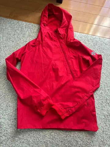 데상트 ss 여성용 빨간색 마운틴 후드티 트레일 러닝 나일론 후드티