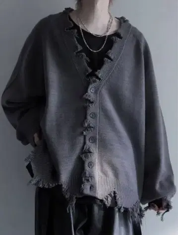 cussil 플레이팅 천축 안티 필링 루즈 실루엣 데미지 가디건