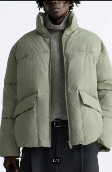 새상품급 ZARA 충전솜 다운 자켓 올리브 그린 XL