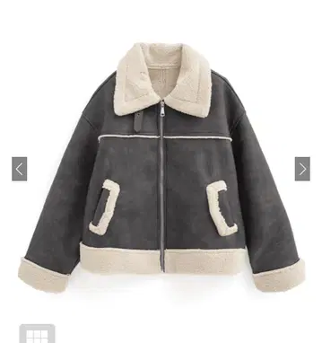 GRL 옷깃 2way 무스탕 자켓 차콜