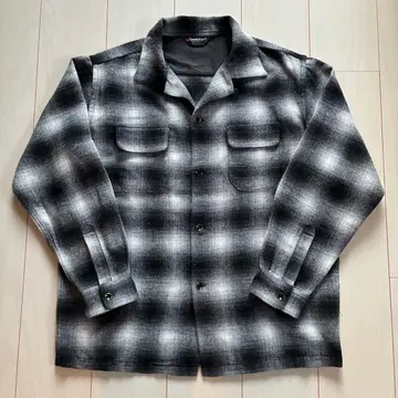 타운크래프트 페니즈 울 옴브레 체크 루프 칼라 셔츠 블랙 x 화이트