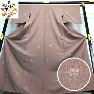 MK-1391 코몬 워셔블 기모노 날개꽃 무늬 크레이프 원단 홍쥐색