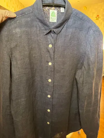 페나모레 린넨 100% 셔츠 사이즈 38 네이비 봄/여름용