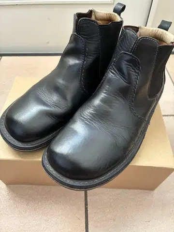 KANSAI 블랙 가죽 사이드 고어 부츠 27cm