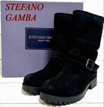 블랙 스웨이드 버클 부츠