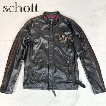 레어 schott 싱글 라이더 램 가죽 블랙 패치 L 사이즈