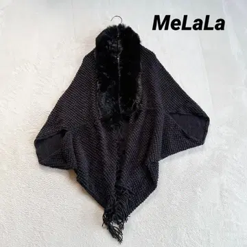 미사용품 [ MeLaLa ] 퍼 니트 판초 블랙 겉옷 아우터