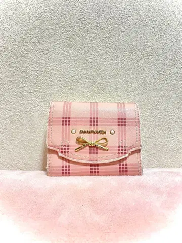 사만다 베가 체크 무늬 3단 폴더형 지갑