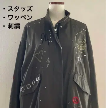 H&M 밀리터리 자켓 카키 스터드 자수