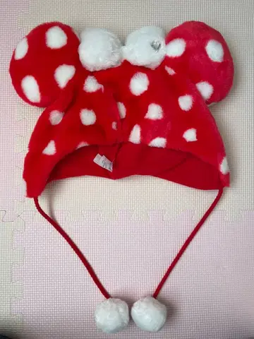 미니 마우스 팬캡 빨간색 퍼 폼폼