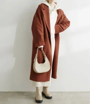 natural couture 니트 모사 소매 턱 체스터 코트