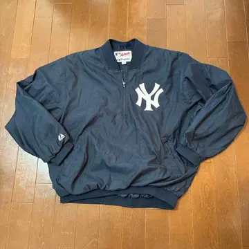 90s Majestic 양키스 풀오버 나일론 자켓 XXL 네이비