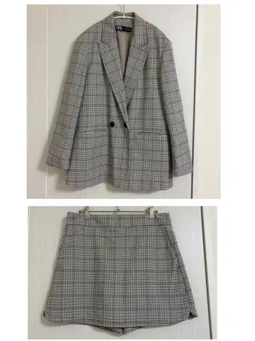 ZARA 셋업 자켓 큐롯 체크