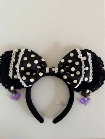 물방울 패턴 리본 머리띠