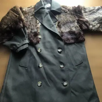 MURUA 퍼 포함 롱 코트 다크 그린