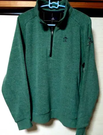 골프용 그린 지퍼 하이넥 스웨터