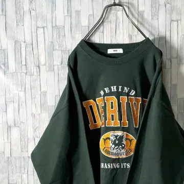 인기 그린 컬러 컬러풀 총 자수 롱 T셔츠 와이드 소매 남성용 L