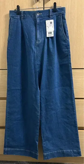 그로브 턱 와이드 데님 팬츠