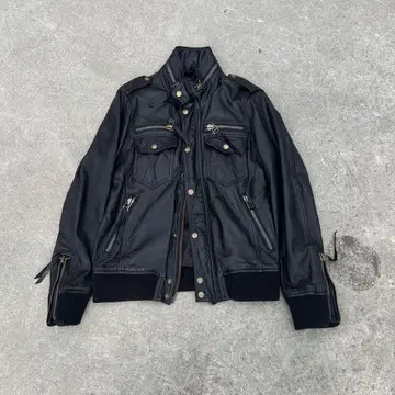 블랙 가죽 싱글 라이더 자켓