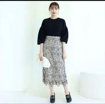 마이 스트라다 New 배색 레이스 타이트 스커트